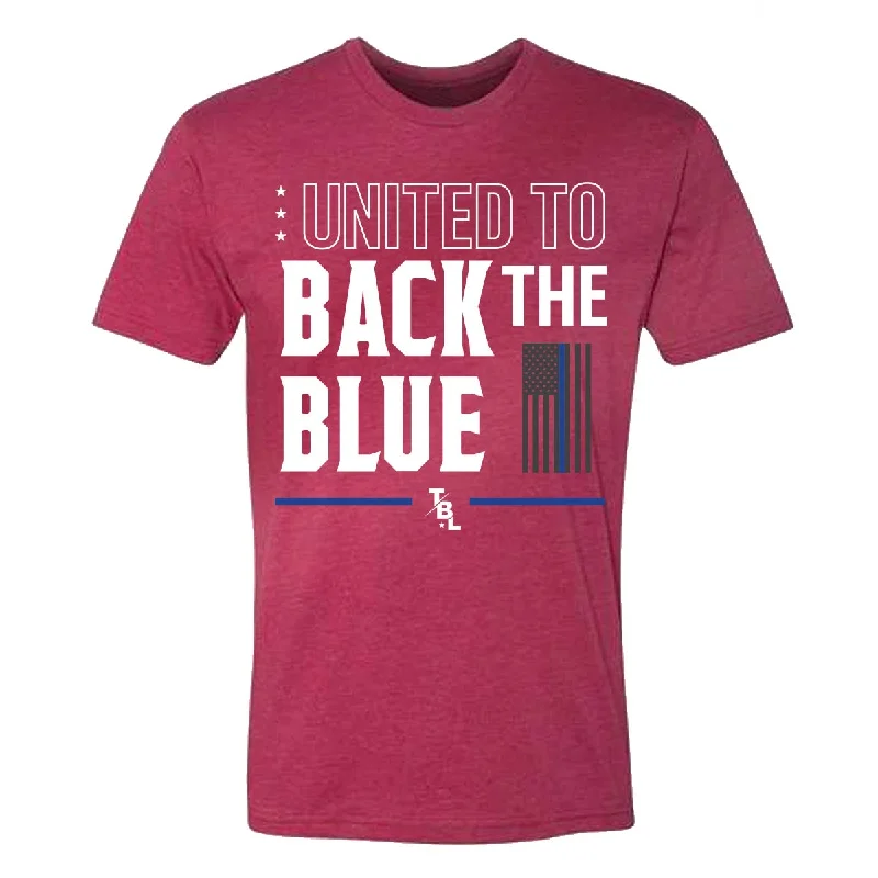 Thin Blue Line T-Shirt - United to Back The Blue, Unisex Lace Blend Ribbed Blend Corduroy Blend Thin Blue Line T-Shirt - United to Back The Blue, Unisex Lace Blend Ribbed Blend Corduroy Blend