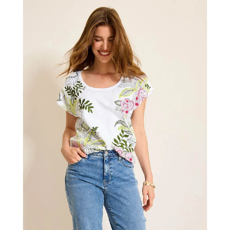 Tommy Bahama Women's Blooming Laelia Lux T-Shirt - White Jersey Fabric Tulle Fabric Batik Fabric Tommy Bahama Women's Blooming Laelia Lux T-Shirt - White Jersey Fabric Tulle Fabric Batik Fabric