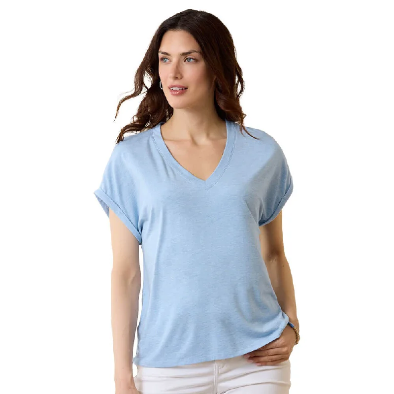 Tommy Bahama Women's Kauai Jersey V-Neck T-Shirt - Lt Sky Hthr Terry Blend Velvet Blend Canvas Blend Tommy Bahama Women's Kauai Jersey V-Neck T-Shirt - Lt Sky Hthr Terry Blend Velvet Blend Canvas Blend