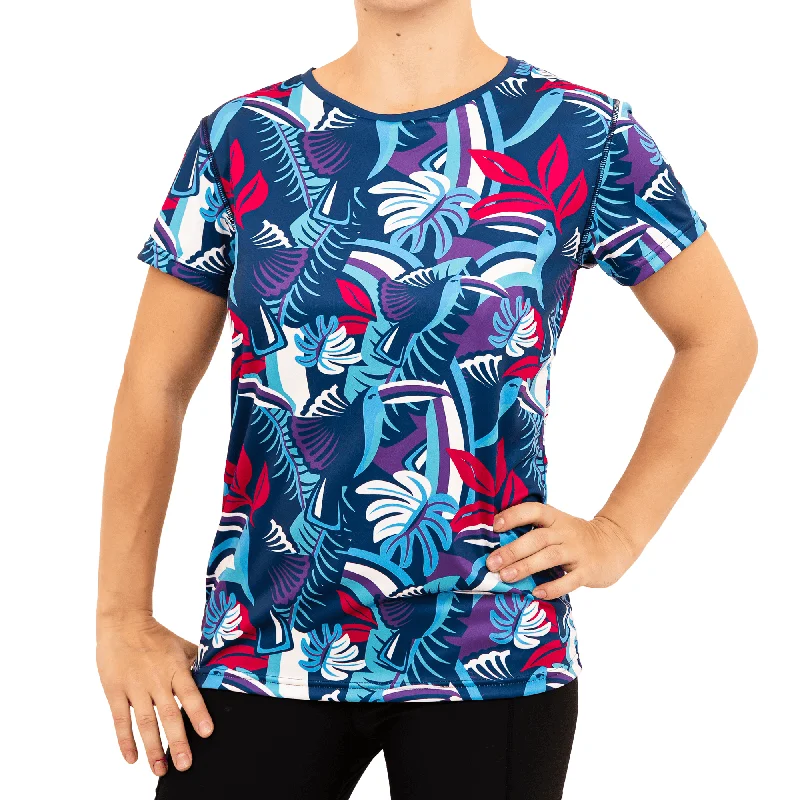 Toucan - Adventurous - Womens Training T-Shirt Zippered Front Buttoned Front Snap Front Toucan - Adventurous - Womens Training T-Shirt Zippered Front Buttoned Front Snap Front