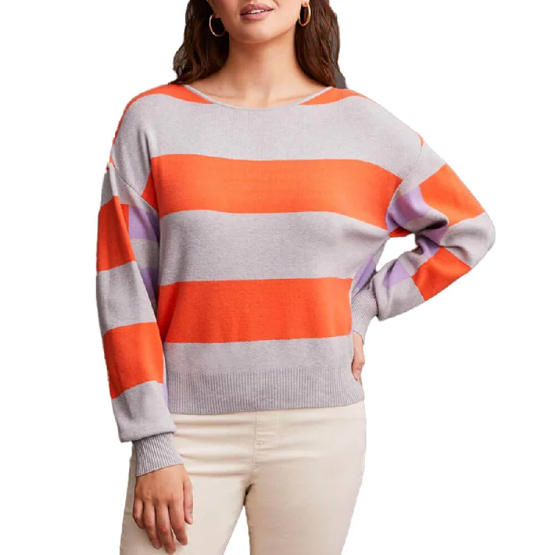 Tribal Boat Neck Sweater - Hot Coral Soft Cozy Warm