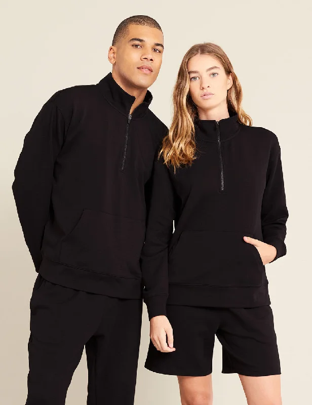 Unisex Quarter Zip Sweater - Black Boxy Sweater Fitted Sweater A-Line