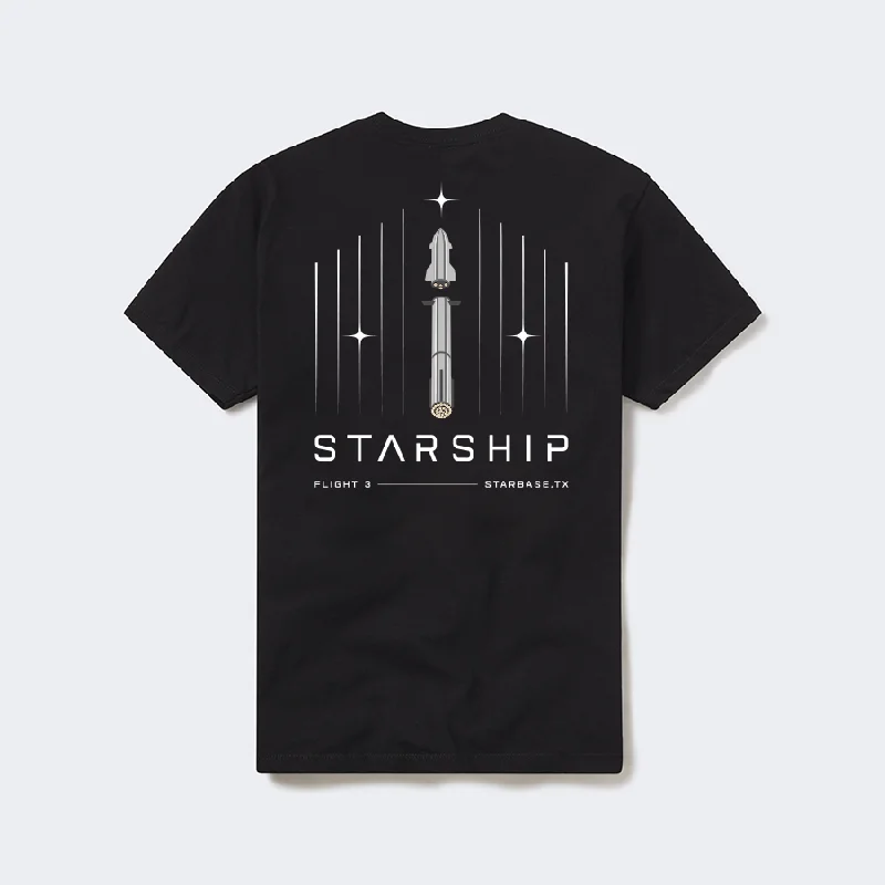 Unisex Starship Flight 3 T-Shirt Welt Pockets Slit Pockets Flap Pockets