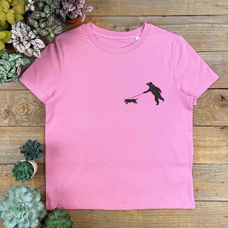 Walkies Bear - Women's T-Shirt Beaded Sequined Faux Fur