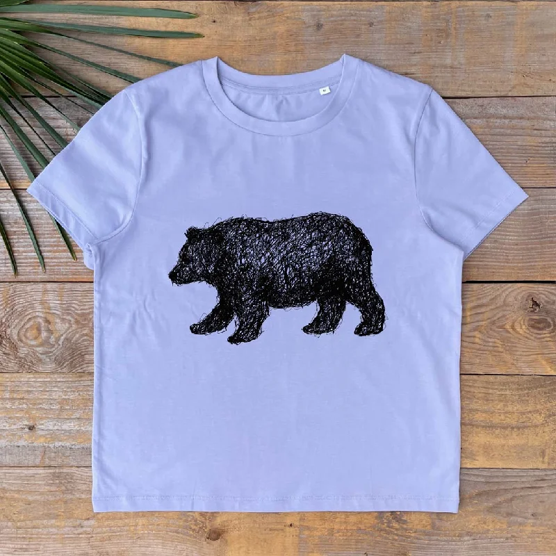 'Walking Bear' Women's T-Shirt Mesh Blend Leather Blend Suede Blend