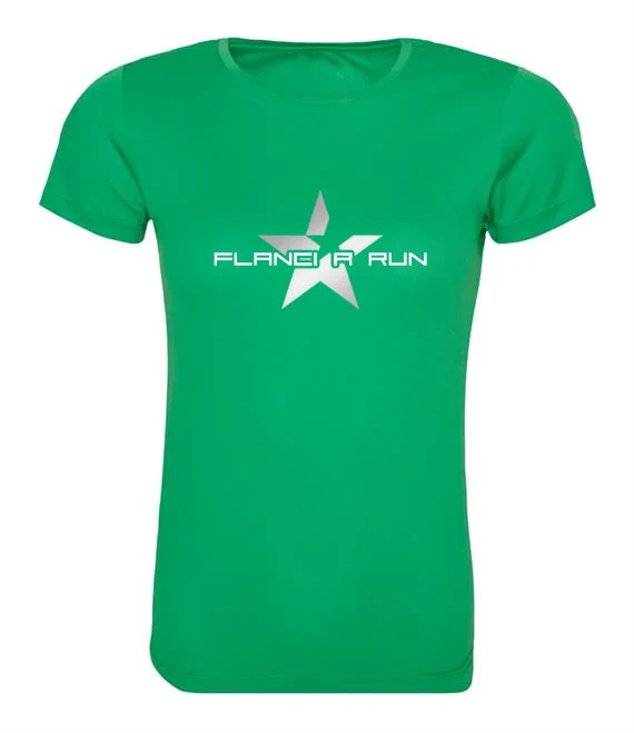 Women's T-Shirt | FLANCI A RUN Hi Viz | Green Polka Dot Checkered Tartan