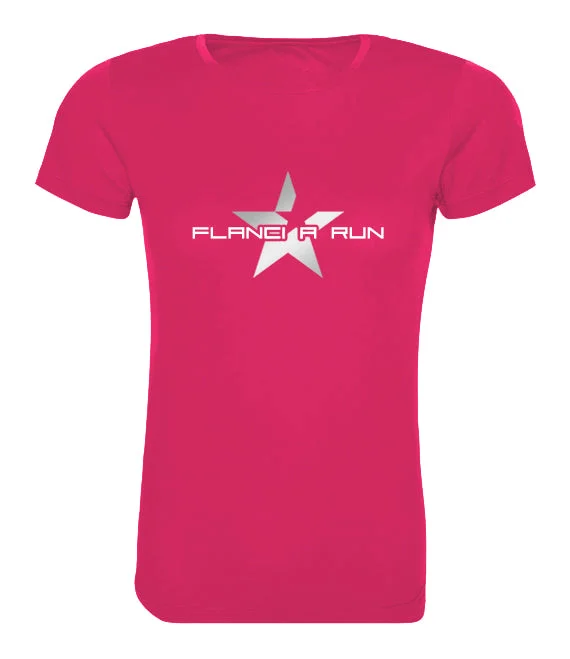 Women's T-Shirt | FLANCI A Run Hi Viz | Hot Pink Houndstooth Herringbone Solid