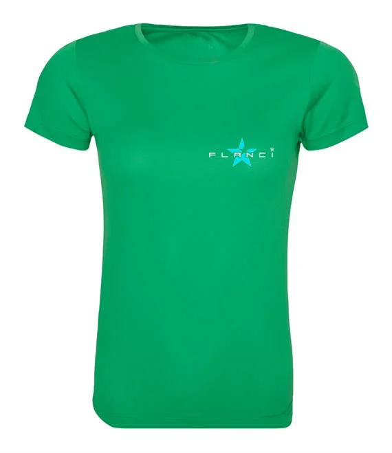 Women's T-Shirt | FLANCI Logo Hi Viz | Green Terry Blend Velvet Blend Canvas Blend