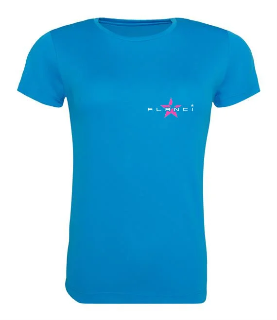 Women's T-Shirt | FLANCI Logo Hi Viz | Turquoise Lace Blend Ribbed Blend Corduroy Blend