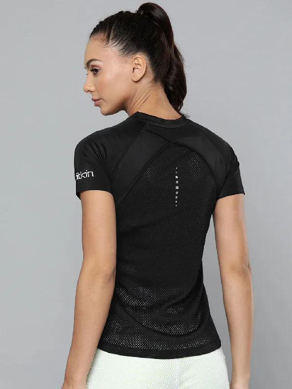 Women's Black Slim Fit Training or Gym T-shirt Spandex Blend Rayon Blend Denim Blend Women's Black Slim Fit Training or Gym T-shirt Spandex Blend Rayon Blend Denim Blend