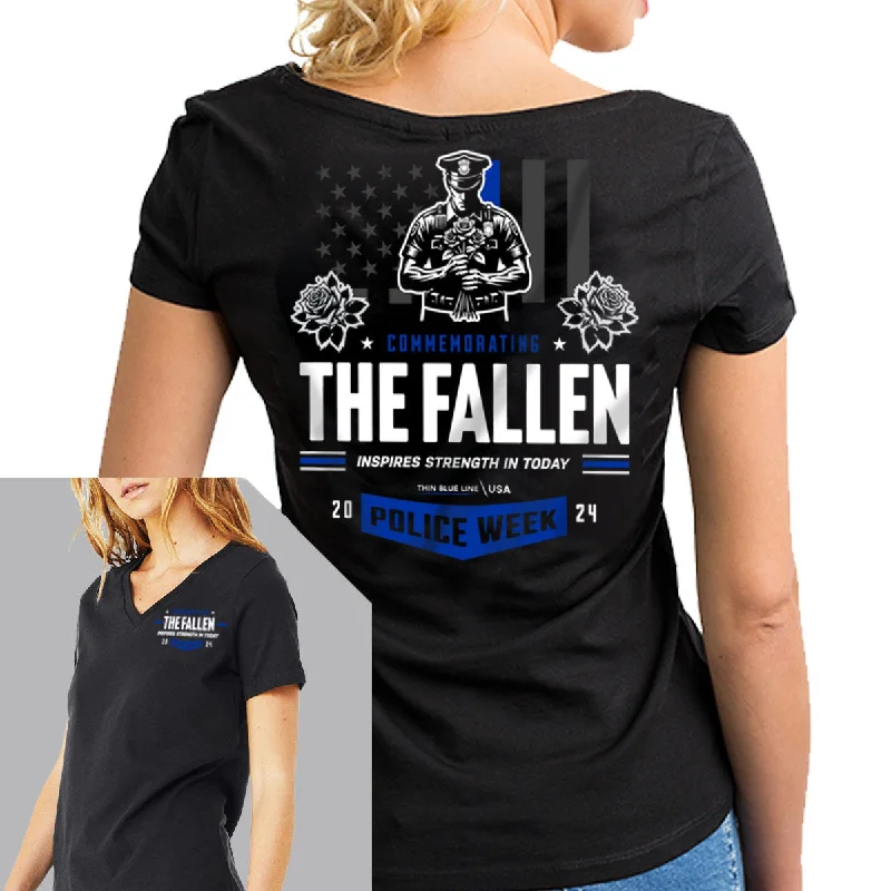 Women's V-Neck T-Shirt - Police Week 2024, Limited Edition Front Pockets Side Pockets Patch Pockets Women's V-Neck T-Shirt - Police Week 2024, Limited Edition Front Pockets Side Pockets Patch Pockets