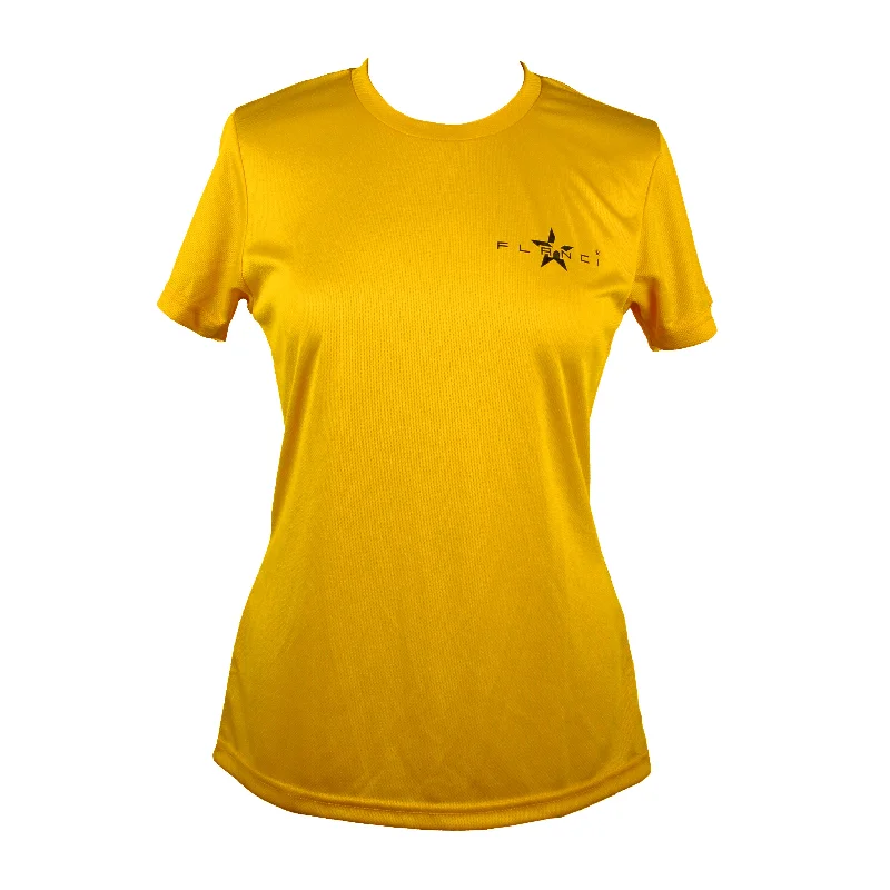 Women's T-Shirt | FLANCI Logo Yellow Graphic Embroidered Appliqued