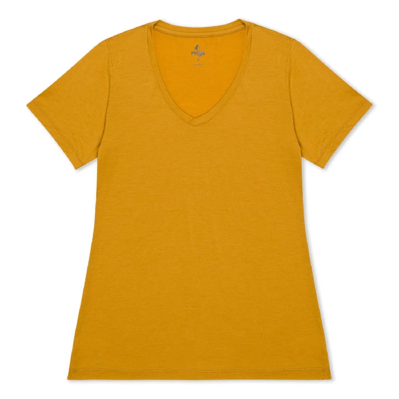 Women's Wander V-Neck T-Shirt Mesh Blend Leather Blend Suede Blend