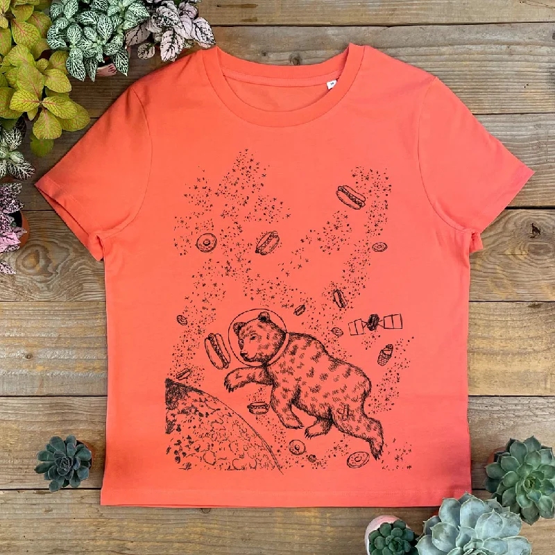 Yum Yum Space Bear Scoop Nec T-Shirt Cotton Fabric Linen Fabric Terry Fabric