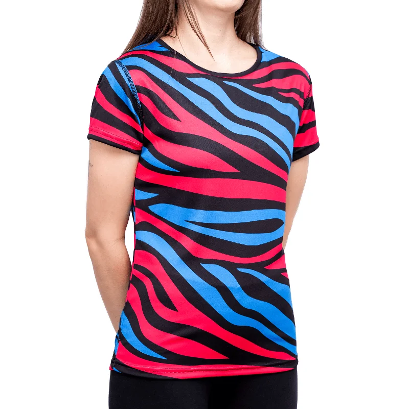 Zebra - Adventurous - Womens Training T-Shirt Striped Floral Plaid