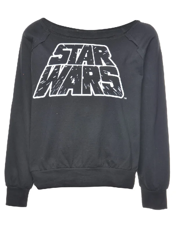 Black Star Wars Printed Sweatshirt - L Hoodie with Emblem Brand Identity