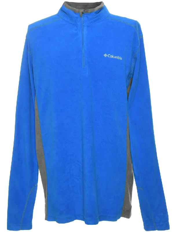 Blue Columbia Fleece Sweatshirt - L Hoodie with Tied Waist Feminine Flattering