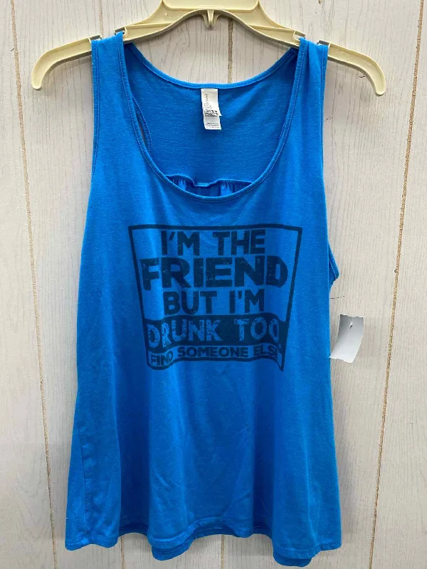 Blue Womens Size L Tank Top cold shoulder tank