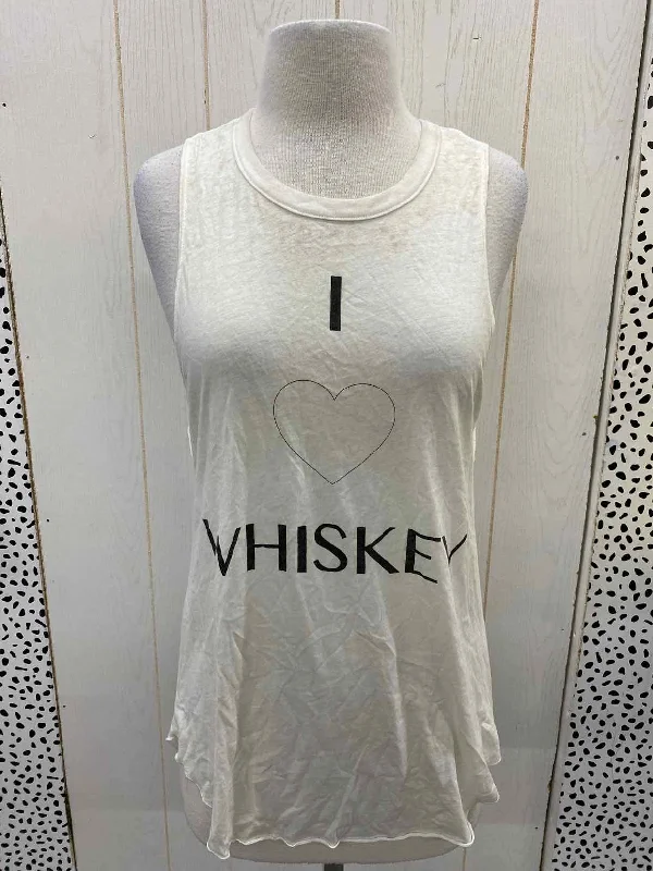 Chaser White Womens Size M Tank Top cropped tank top
