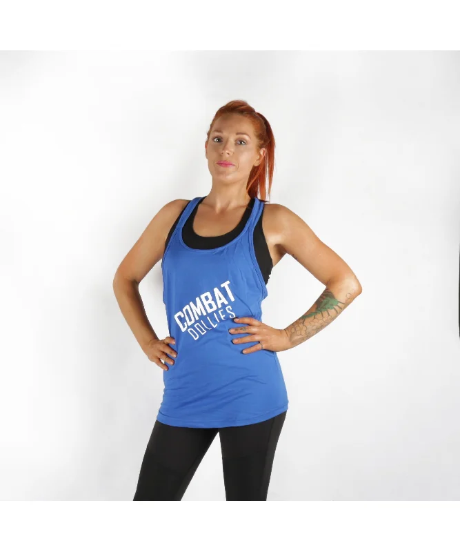 Combat Dollies T-Back Tank Top Blue cropped tank top