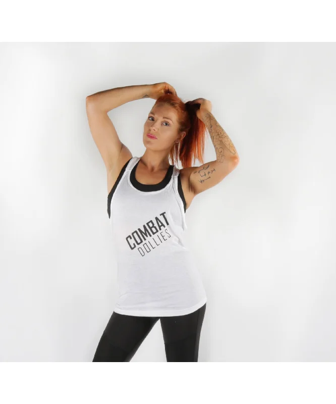 Combat Dollies T-Back Tank Top White long tank top