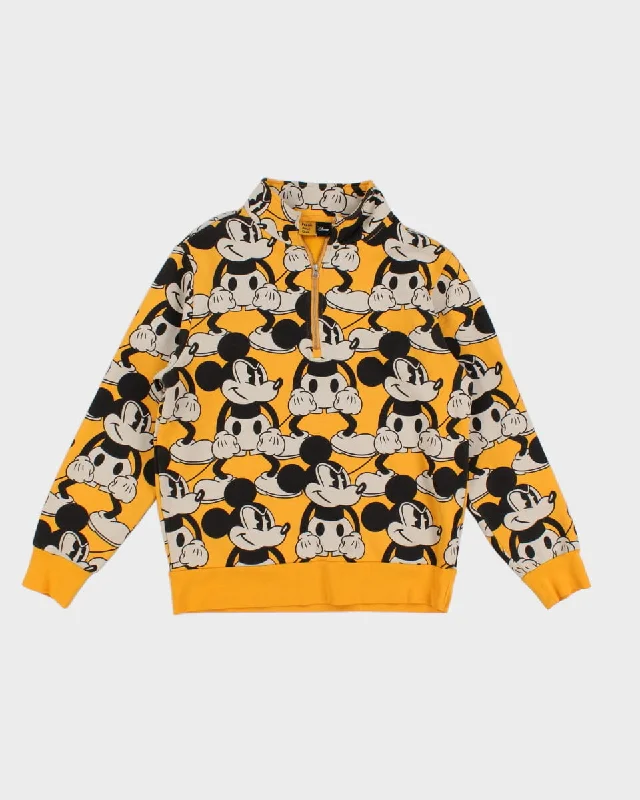 Disney Micky Mouse X Frank and Oak Quarter Zip-Up Yellow Sweatshirt - S Hoodie Crop Top Short Trendy Disney Micky Mouse X Frank and Oak Quarter Zip-Up Yellow Sweatshirt - S Hoodie Crop Top Short Trendy