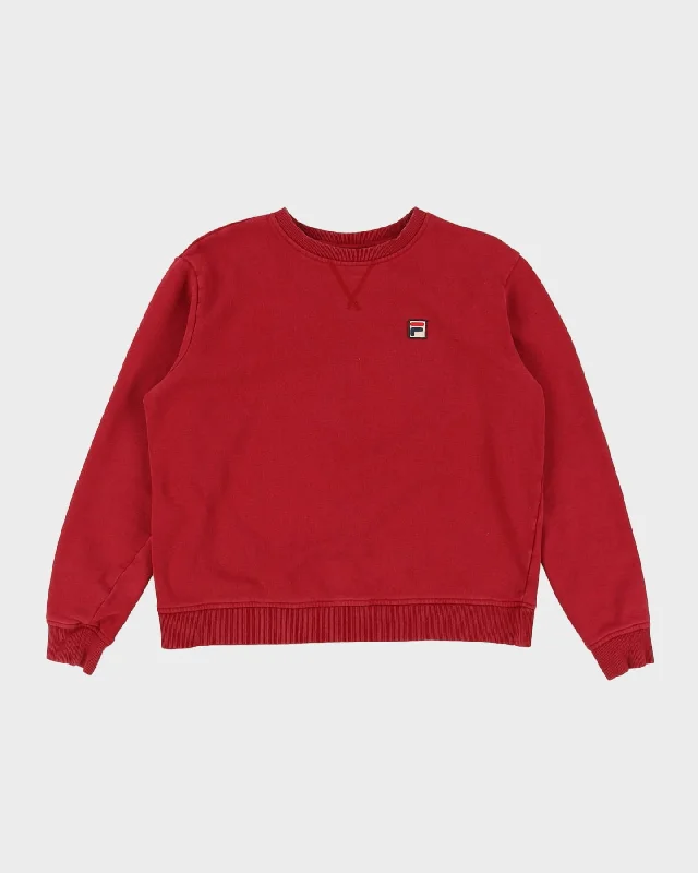 Fila Embroidered Dark Red Logo Sweatshirt - XL Hoodie with Belted Waist Structured Tailored Fila Embroidered Dark Red Logo Sweatshirt - XL Hoodie with Belted Waist Structured Tailored
