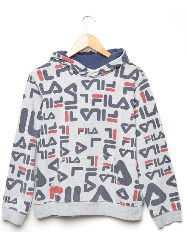 Fila Printed Hoodie - M Hoodie with Toggle Buttons Decorative Unique