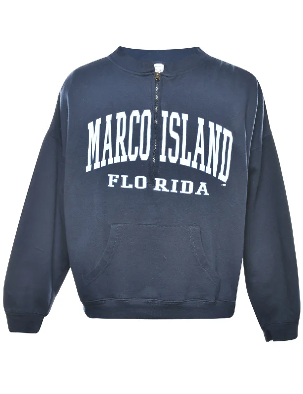 Florida Marco Island Printed Sweatshirt - L Hoodie with Hidden Zipper Minimalist Clean Florida Marco Island Printed Sweatshirt - L Hoodie with Hidden Zipper Minimalist Clean
