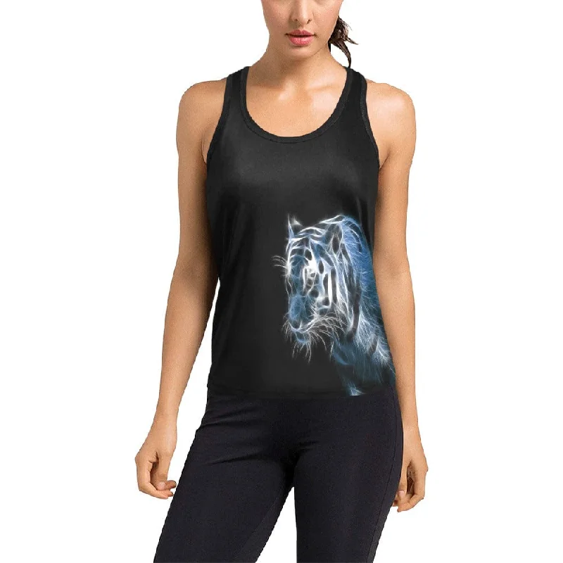 Ghostly Tiger Women's Racerback Tank Top grey tank top