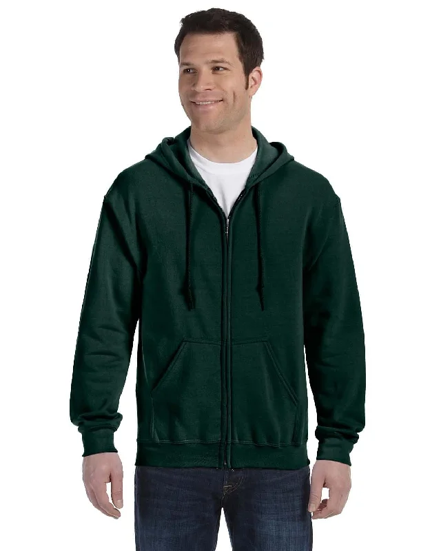 Gildan Heavy Blend 50/50 Full-Zip Hooded Sweatshirt | Forest Green Hoodie with Double Zipper Versatile Adjustable