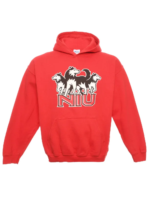 Gildan Wolf Printed Sweatshirt - L Hoodie with Hem Elastic Stretchable Comfortable