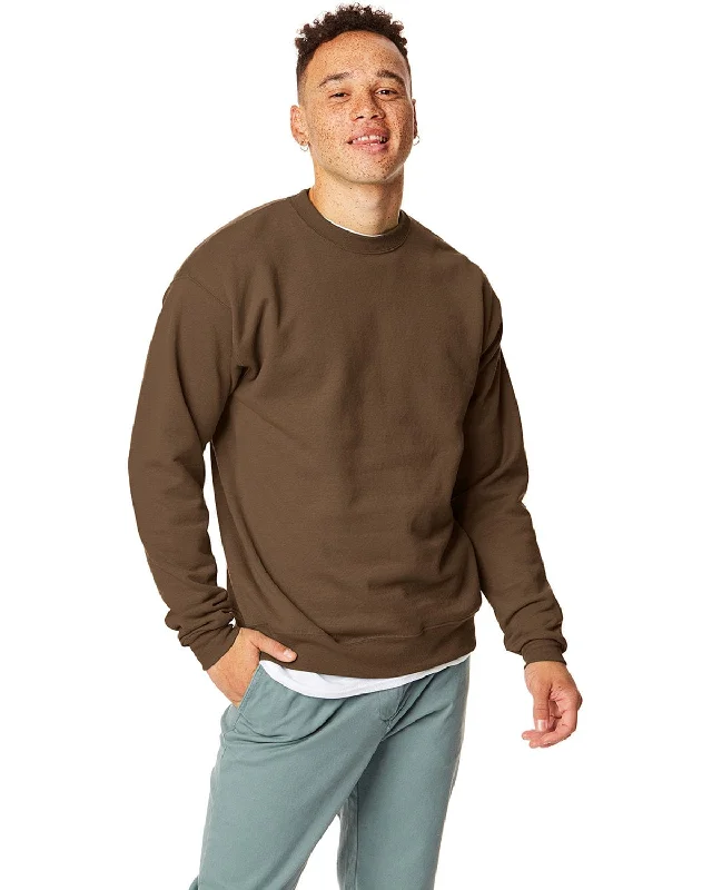 Hanes 50/50 Crewneck Sweatshirt | Army Brown Hoodie with Pastel Soft Subtle