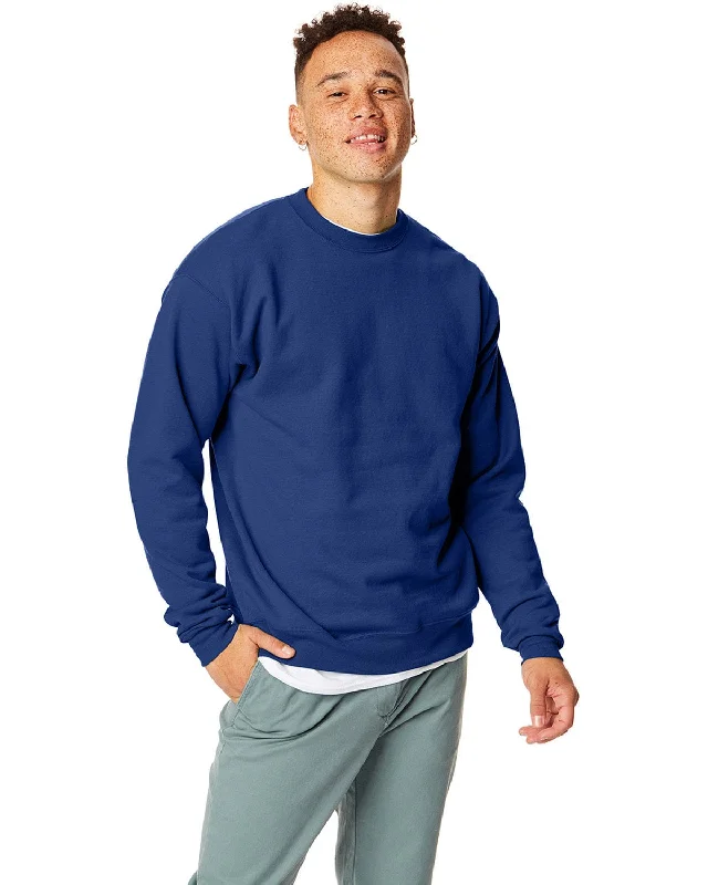 Hanes 50/50 Crewneck Sweatshirt | Deep Royal Hoodie with Longline Fit Extended Stylish Hanes 50/50 Crewneck Sweatshirt | Deep Royal Hoodie with Longline Fit Extended Stylish