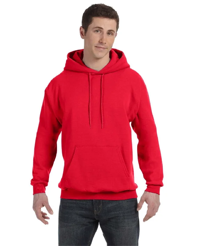Hanes 50/50 Hoodie Sweatshirt | Athletic Red Hoodie with Pattern Geometric Abstract