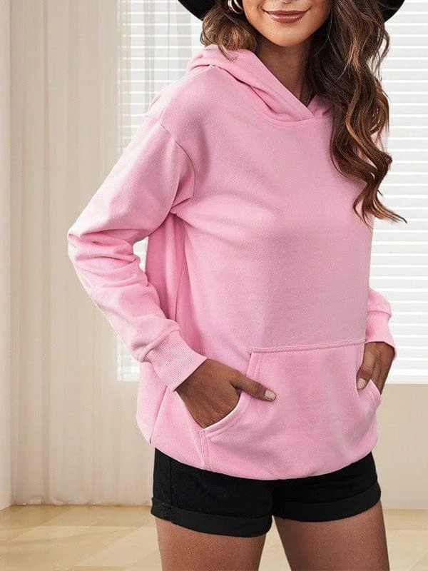 Bishop Halter Jewel Solid Color Long Sleeve Hoodie With Pocket Hoodie with Lining Warm Insulated Bishop Halter Jewel Solid Color Long Sleeve Hoodie With Pocket Hoodie with Lining Warm Insulated