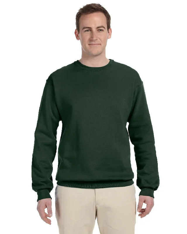 Jerzees 50/50 Crewneck Sweatshirt | Forest Green Hoodie with Exposed Zipper Edgy Industrial Jerzees 50/50 Crewneck Sweatshirt | Forest Green Hoodie with Exposed Zipper Edgy Industrial