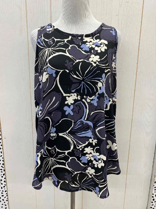 LOFT Black Womens Size Small Tank Top silver tank top