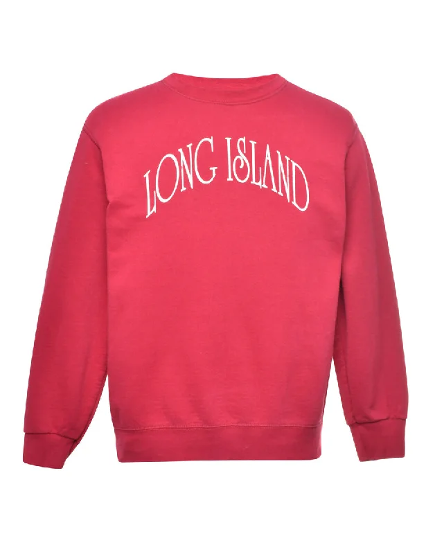 Long Island Printed Sweatshirt - M Hoodie with Gradient Ombre Colorful