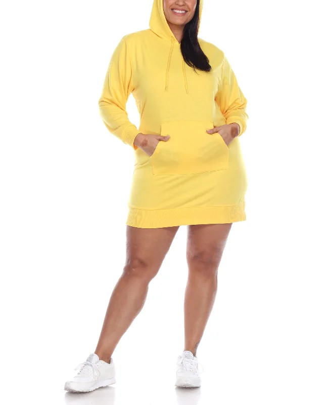 Plus Size Hoodie Sweatshirt Dress Hoodie with Full-Zip Functional Layering