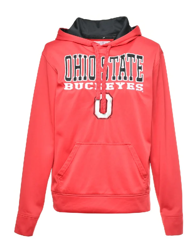 Red Ohio State Buckeyes Hoodie - S Hoodie with Camouflage Military Edgy