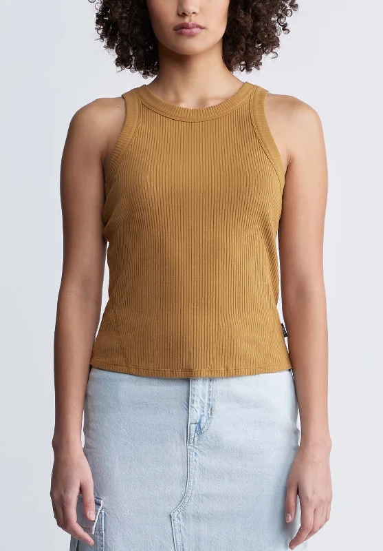 Regine Women’s Ribbed Tank Top in Tan - KT0119P soft tank top