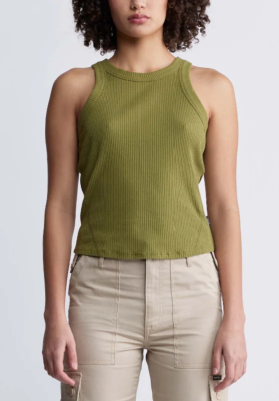 Regine Women’s Ribbed Tank Top in Olive - KT0119P flexible tank top