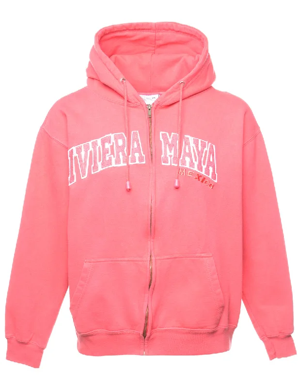 Riviera Maya Embroidered Sweatshirt - M Hoodie with Neon Bright Vibrant