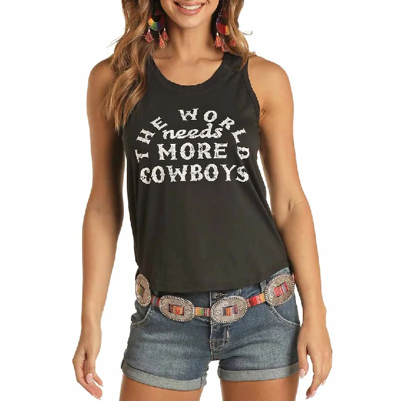 Rock & Roll Cowgirl Women's More Cowboys Tank Top cute tank top