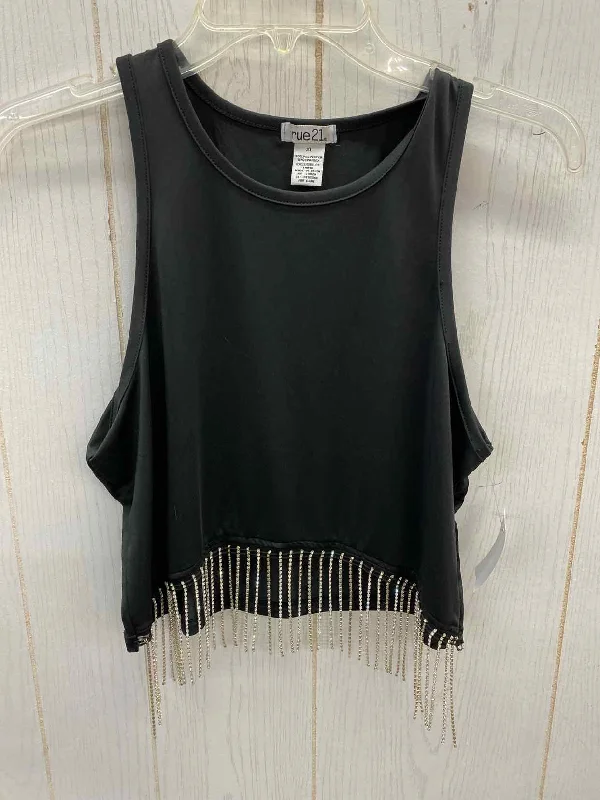 Rue 21 Black Junior Size XL Tank Top lace tank top
