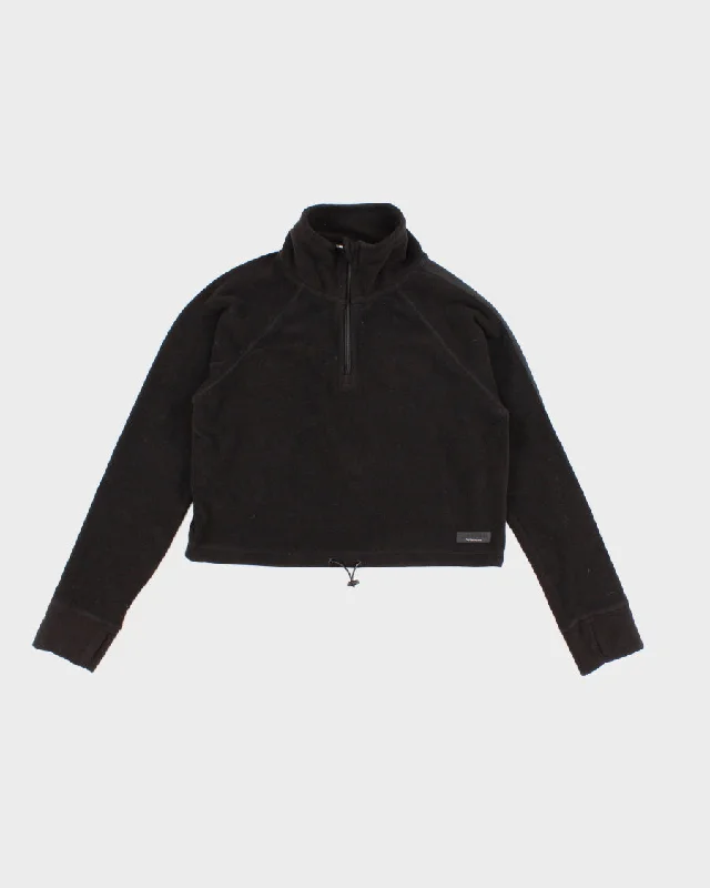 Womens Black Calvin Klein Cropped Fleece Quarter Zip Hoodie - M Zip Hoodie Drawstring Kangaroo Pocket Womens Black Calvin Klein Cropped Fleece Quarter Zip Hoodie - M Zip Hoodie Drawstring Kangaroo Pocket