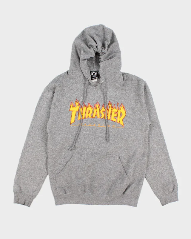 Womens Grey Thrasher Hoodie - S Hoodie with Hem Frayed Vintage Worn