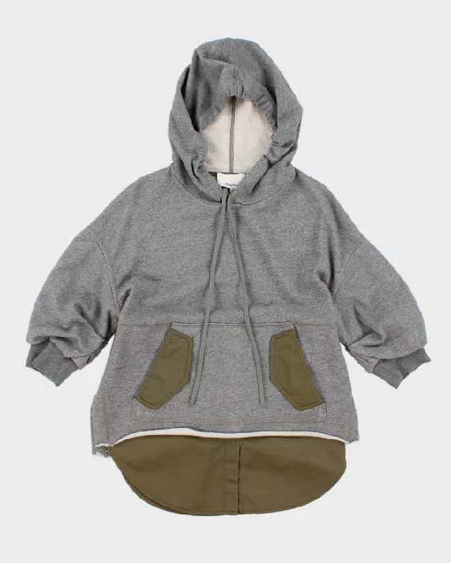 Womens Phillip Lim Short Sleeve Grey Sweatshirt - S Hoodie with Hem Patch Decorative Personalized Womens Phillip Lim Short Sleeve Grey Sweatshirt - S Hoodie with Hem Patch Decorative Personalized