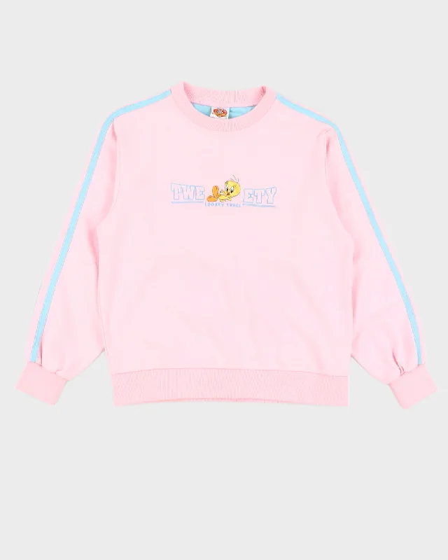 Y2K 00s Looney Tunes Pink Tweety Bird Sweatshirt - XS/S Hoodie with Tie-Dye Psychedelic Retro Y2K 00s Looney Tunes Pink Tweety Bird Sweatshirt - XS/S Hoodie with Tie-Dye Psychedelic Retro